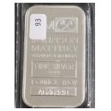 JOHN MATTHEY 1 OZ .999 SILVER BAR