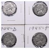 4 SILVER WAR NICKELS