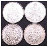 4 SILVER CANADA HALF DOLLARS