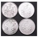 4 SILVER CANADA HALF DOLLARS