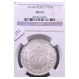 1943 NGC MS65 MEXICO SILVER PESO