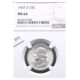 1947 D NGC MS66 WASHINGTON QUARTER