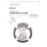1951 S NGC MS66 WASHINGTON QUARTER
