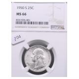 1950 S NGC MS66 WASHINGTON QUARTER