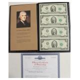 UNCUT SHEET OF 2 $ FEDERAL RESERVE NOTES