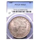 1887 PCGS MS63 MORGAN DOLLAR