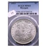 1921 PCGS MS64 MORGAN DOLLAR