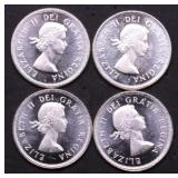 4 GEM BU 1961 CANADA SILVER QUARTERS