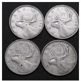 4 CANADA SILVER QUARTERS