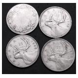4 CANADA SILVER QUARTERS