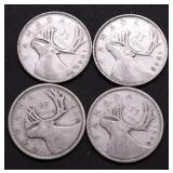 4 CANADA SILVER QUARTERS