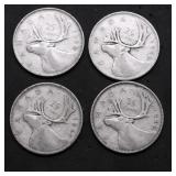 4 CANADA SILVER QUARTERS