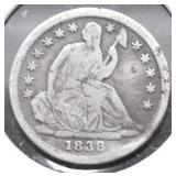 1838 SEATED HALF DIME G