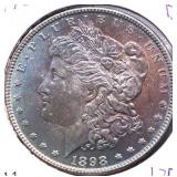 1898 GEM BU RAINBOW TONING MORGAN DOLLAR