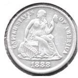 1888 SEATED DIME XF DETAILS