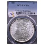 1887 PCGS MS64 MORGAN DOLLAR