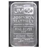 JOHN MATTHEY 1 OZ .999 SILVER BAR