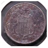1867 SHIELD NICKEL XF DETAILS