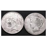 TWO PEACE DOLLARS