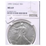 1991 NGC MS69 SILVER EAGLE
