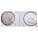 TWO FRANKLIN HALF DOLLARS