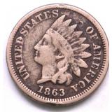 1863 INDIAN HEAD CENT VG