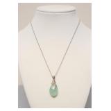STERLING SILVER JADE PENDANT W/ SS NECKLACE