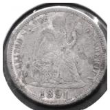 1891 SEATED DIME G