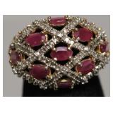 STERLING SILVER "RUBY" RING  SIZE 6