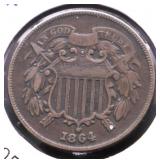 1864 TWO CENT PIECE VF