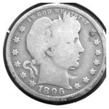 1896 O BARBER QUARTER G RARE DATE