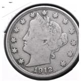 1912 D V NICKEL VF