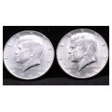 TWO GEM BU 1964 KENNEDY HALF DOLLARS