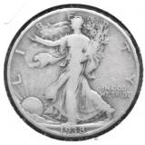 1938 D WALKING HALF DOLLAR F