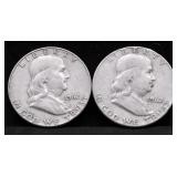 TWO FRANKLIN HALF DOLLARS