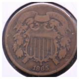 1865 TWO CENT PIECE VG