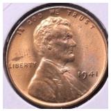 1941 SUPURB GEM RED LINCOLN CENT