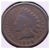 1886 TYPE 2 INDIAN HEAD CENT VG