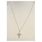 14K GOLD AND DIAMOND CROSS W/ 14K NECKLACE