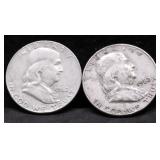 TWO FRANKLIN HALF DOLLARS