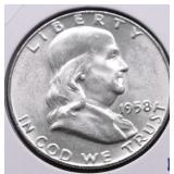 1958 D GEM FBL FRANKLIN HALF DOLLAR