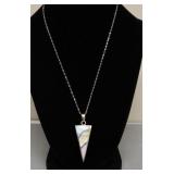 STERLING SILVER NECKLACE PEARL STONE PENDANT