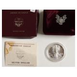 1990 SILVER EAGLE  W BOX PAPERS