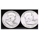 TWO FRANKLIN HALF DOLLARS