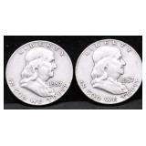 TWO FRANKLIN HALF DOLLARS
