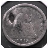 1845 HALF DIME HOLE
