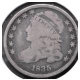 1835 BUST DIME VF