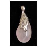 STERLING SILVER PINK QUARTZ PENDANT