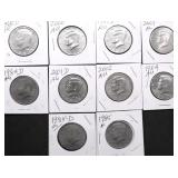 10 KENNEDY HALF DOLLARS