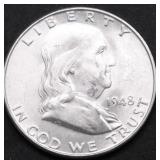 1948 CHOICE BU FRANKLIN HALF DOLLAR